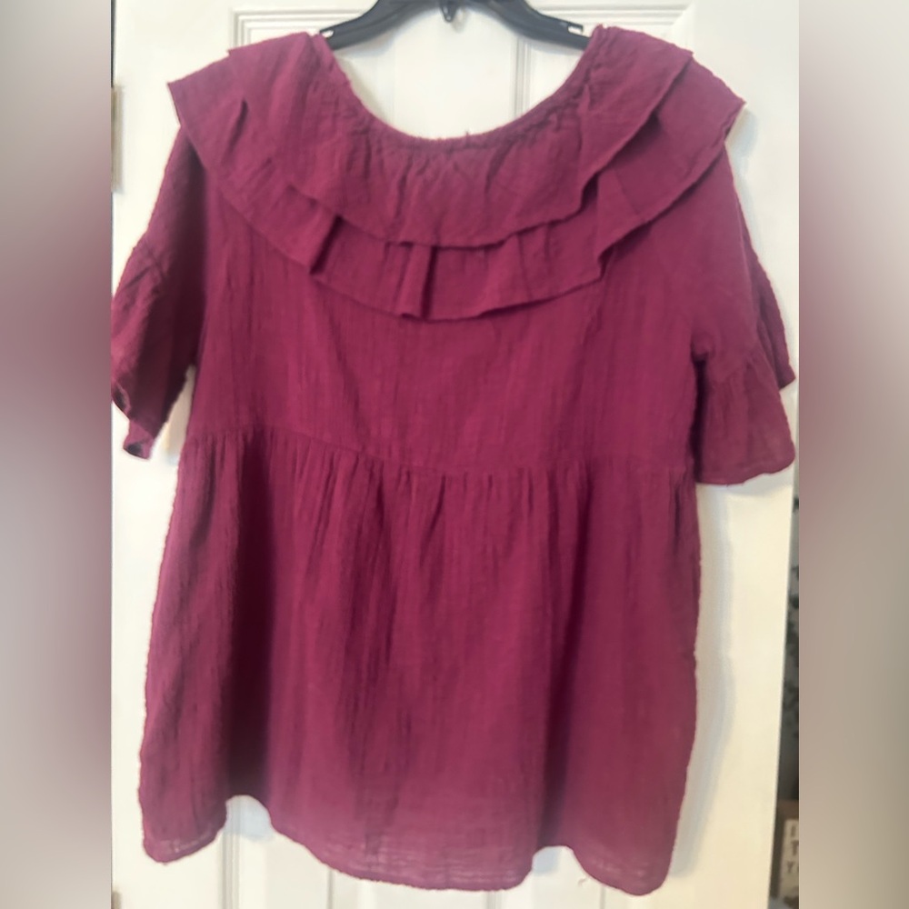 Umgee Plum Ruffle Blouse - Picture 3 of 3